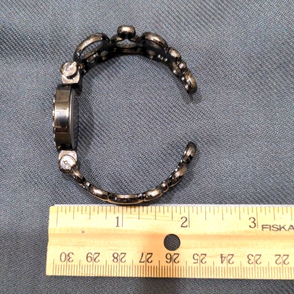 Studio Time Gun Metal Adjustable Cuff Watch with Rhinestone Embellishmen… - Picture 8 of 8